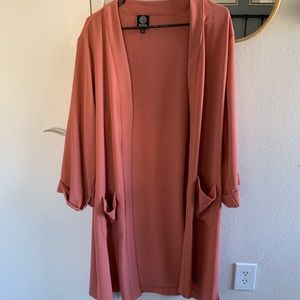 Bobeau dark rose open duster size 1X